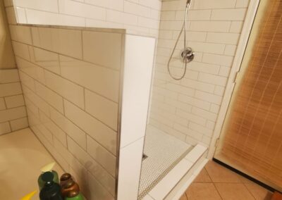 white shower tile